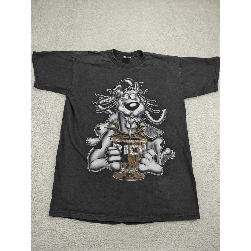 Vintage Pro Max Dog‎ Rich Shirt Mens 3XLT Black Hip Hop Rhinestone Graphic 90s